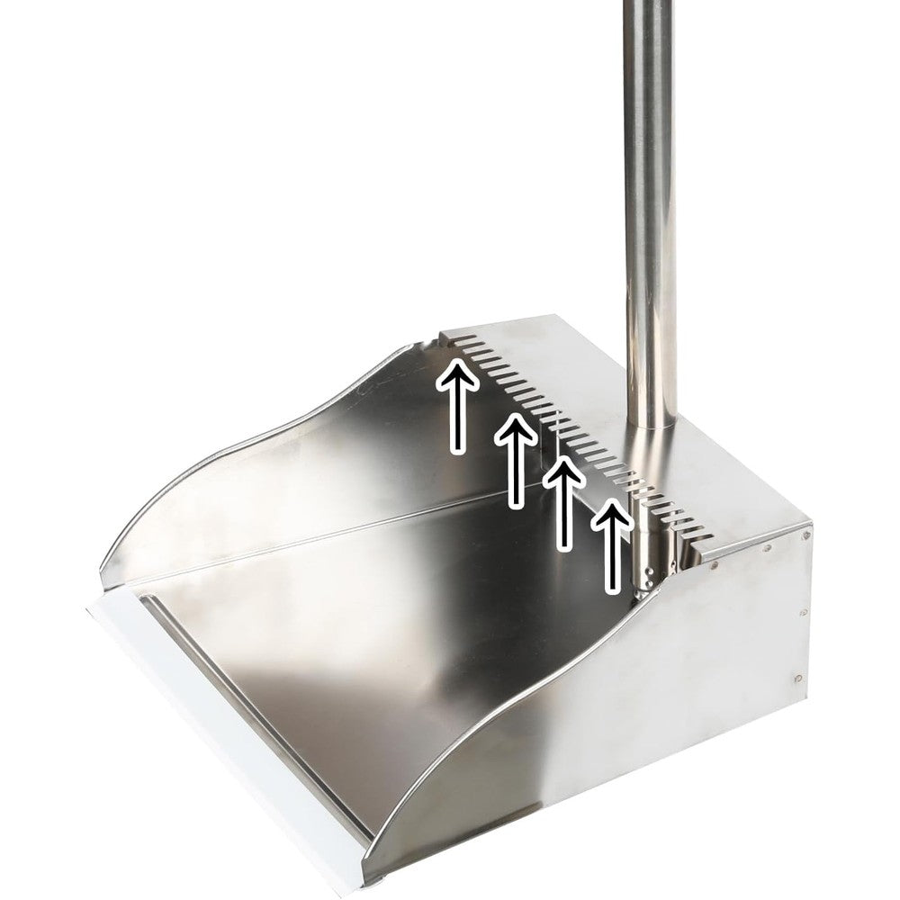 Yangbaga long handled stainless steel dustpan front view heavy duty standing sweep pan