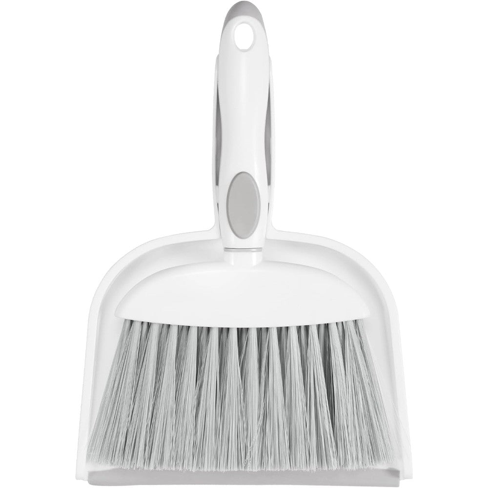 NACENA small dust pan and brush set front view showing white and gray nesting design.