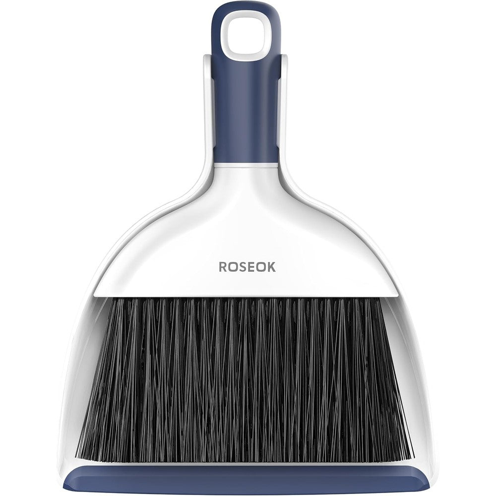 Roseok mini broom and dustpan set front view navy blue