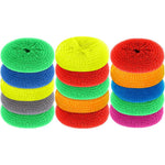 Blulu Plastic Dish Scrubbers 15 pack front view colorful nylon pads.