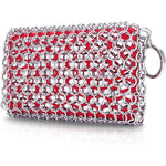 FORTATO Cast Iron Scrubber front view showing stainless steel rings and red silicone insert.