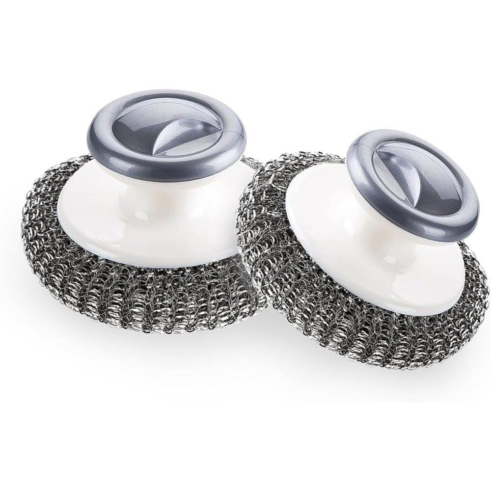 BLIGKO Stainless Steel Scrubber with Handle front view for kitchen cleaning