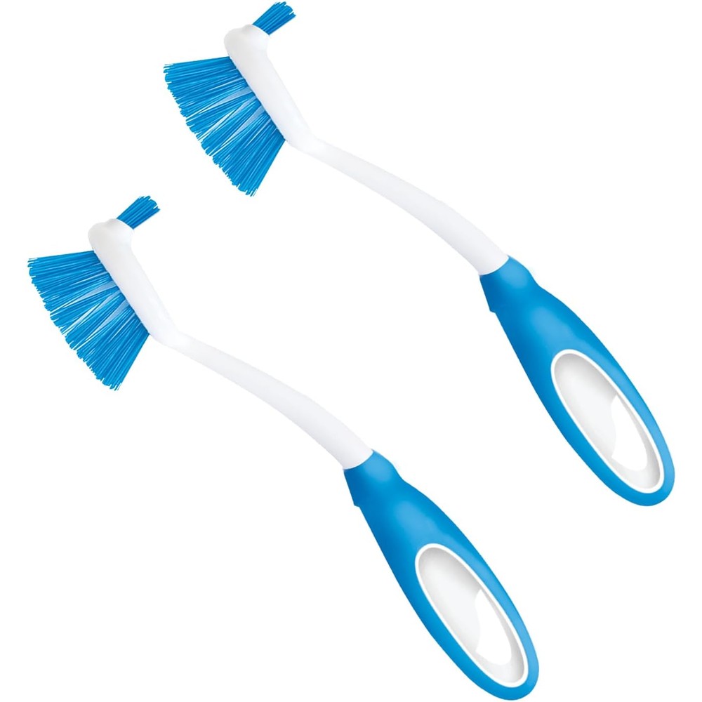 Lola Pro Dish Brush kitchen scrubber front view showing blue bristles and blue and white handle