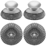 Hingtai Stainless Steel Wool Scrubber front view with ergonomic handle