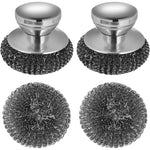 Onewly stainless steel wool scrubber set front view showing two pack cleaning tools with handles