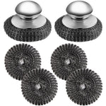 YOBOKO stainless steel wool scrubber front view with ergonomic handle.