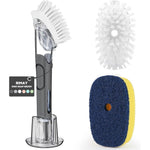 RIMAY dish brush with soap dispenser storage set front view on kitchen counter.