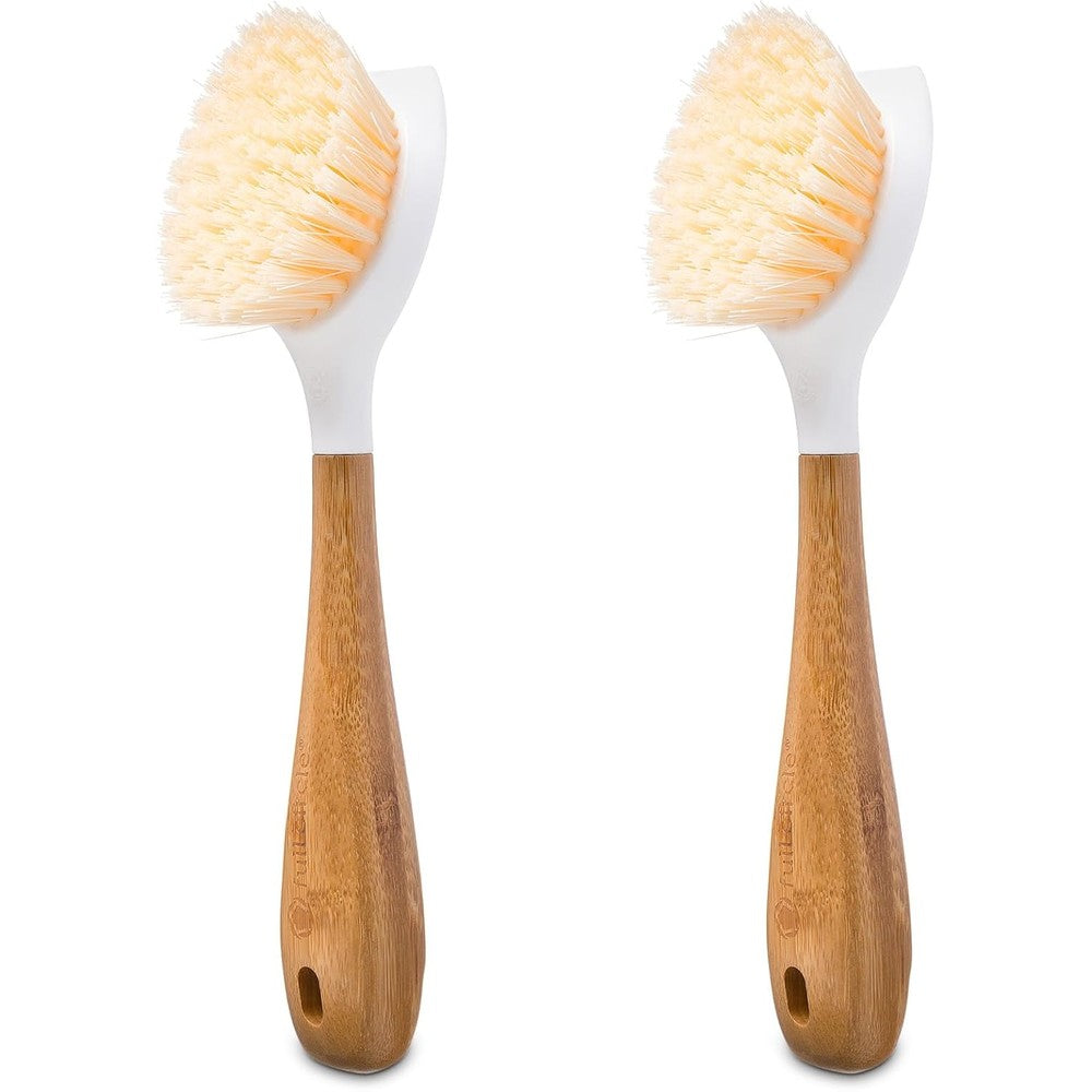 Full Circle Be Good - Bamboo Handle Dish Brush – Sustainable Kitchen Cleaning with Tough Bristles - Natural Dish Scrubber, Nonstick & Cast Iron Cleaner - Long Handle Brush for Dishes, Pots, and Pans