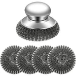 YOBOKO stainless steel wool scrubber handle set front view showing ergonomic grip