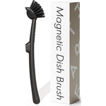 Earth And Mango magnetic dish brush onyx black front view displaying non scratch bristles.