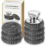 GXLWJXWLV stainless steel scrubber set with handle front view