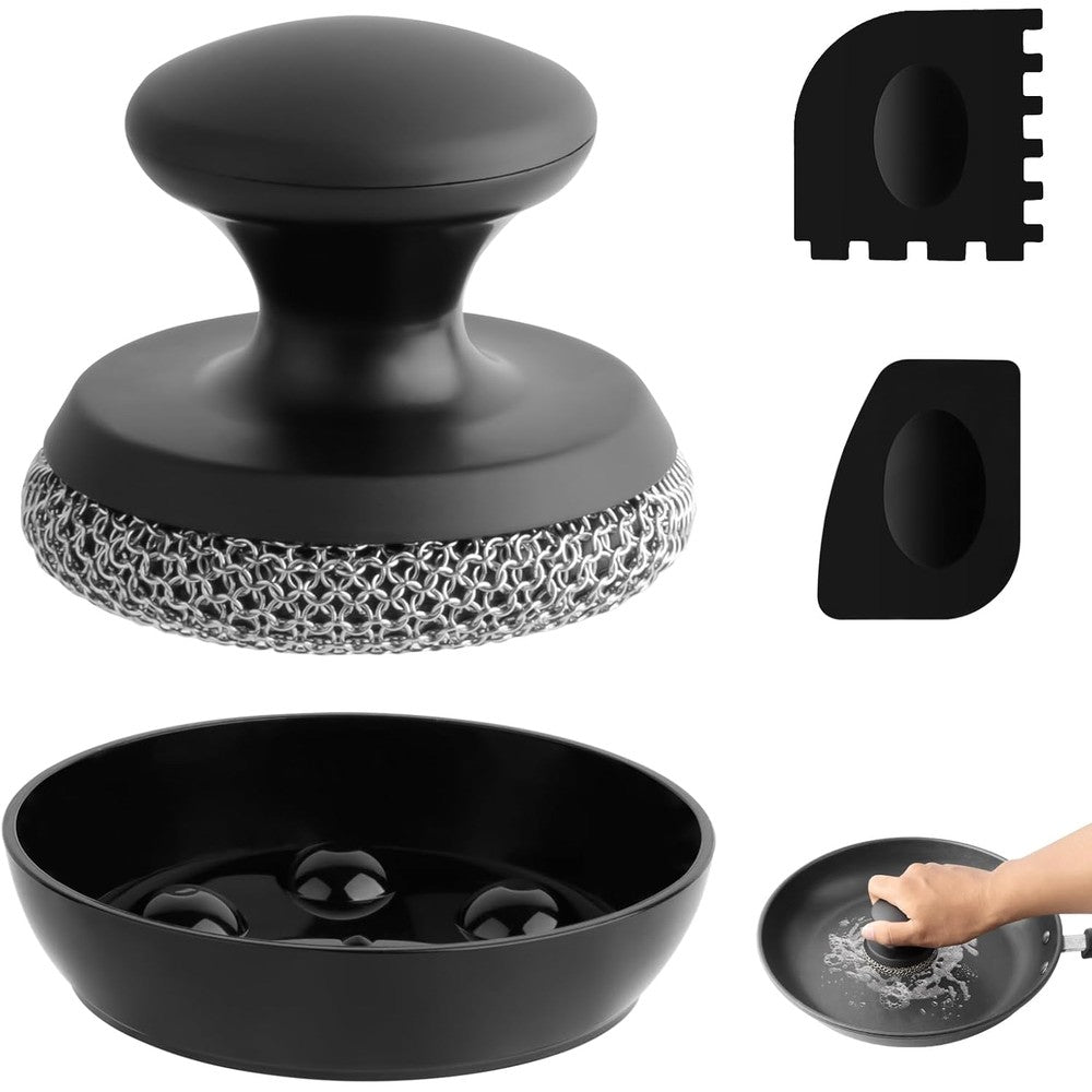 Sefone cast iron scrubber chainmail cleaner front view
