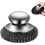 Generic steel wool scrubber with handle front view