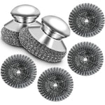 Omeyo stainless steel wool scrubber with handle front view