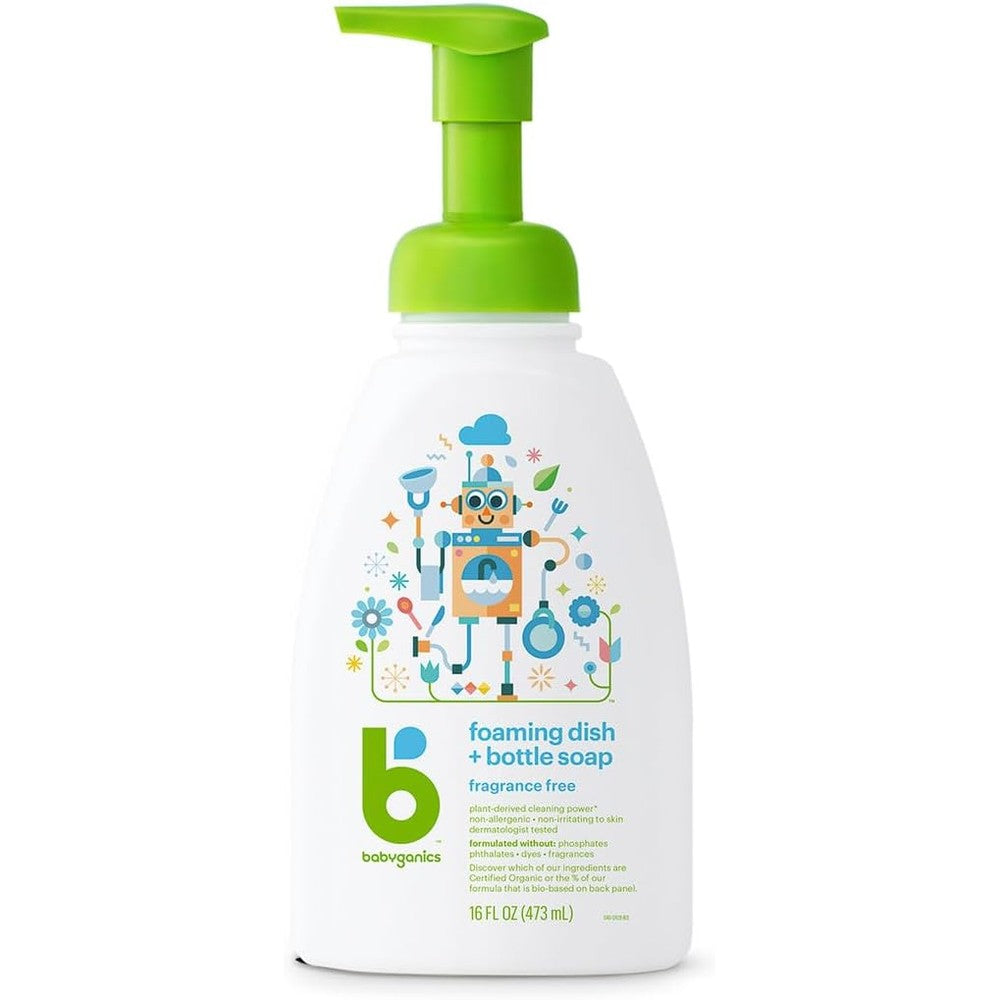 Babyganics Foaming Dish Soap, Pump Bottle, Fragrance Free, 16 oz.