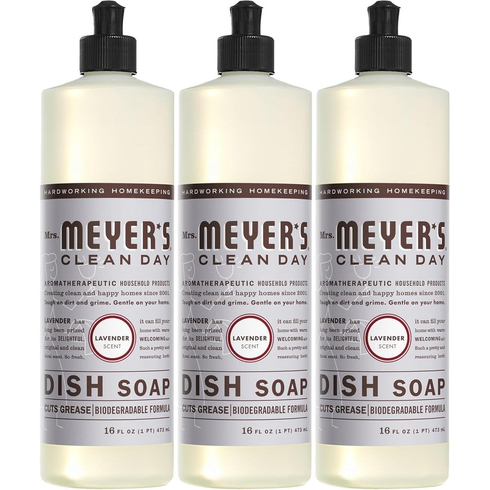 Mrs. Meyer's Clean Day Lavender Liquid Dish Soap front view imported dishwashing liquid.