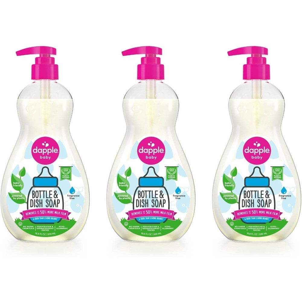 Dapple Baby Bottle Soap pack of 3 front view plant based cleaner