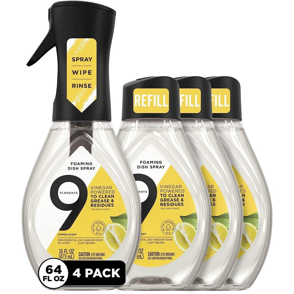 9 Elements Natural Dish Soap Starter Kit front view for grease removal.