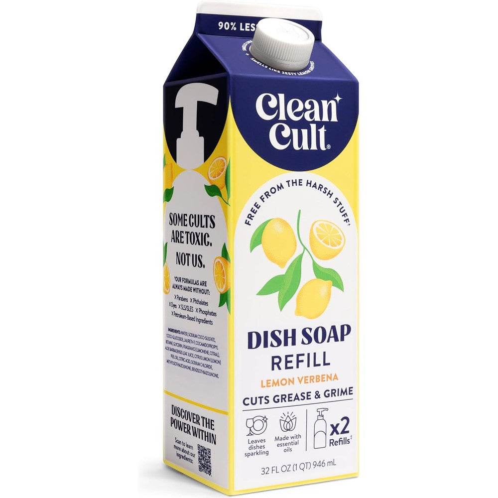 Cleancult Dish Soap Liquid Refill Lemon Verbena front view plant based cleaner