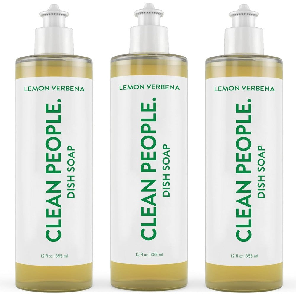 THE CLEAN PEOPLE Liquid Dish Soap - Clean, Simple Ingredients - Extra Scrubbing Power (Lemon Verbena Scent) 12 fl. oz (3 Pack)