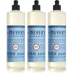 Mrs. Meyer's Clean Day Rain Water dish soap three pack front view
