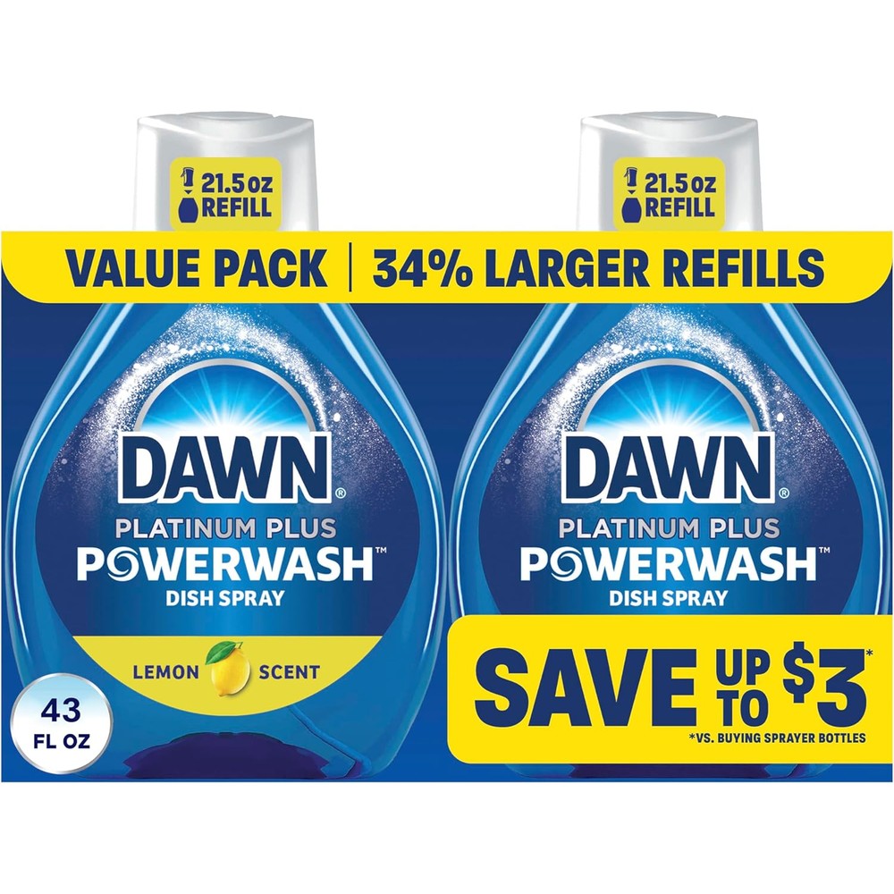 Dawn Powerwash Lemon Dish Spray two refill pack front view