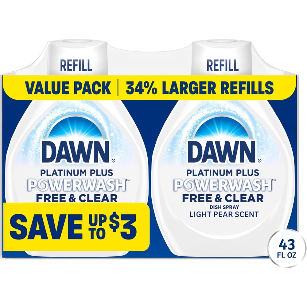 Dawn Powerwash Free and Clear dish soap refill front view packaging