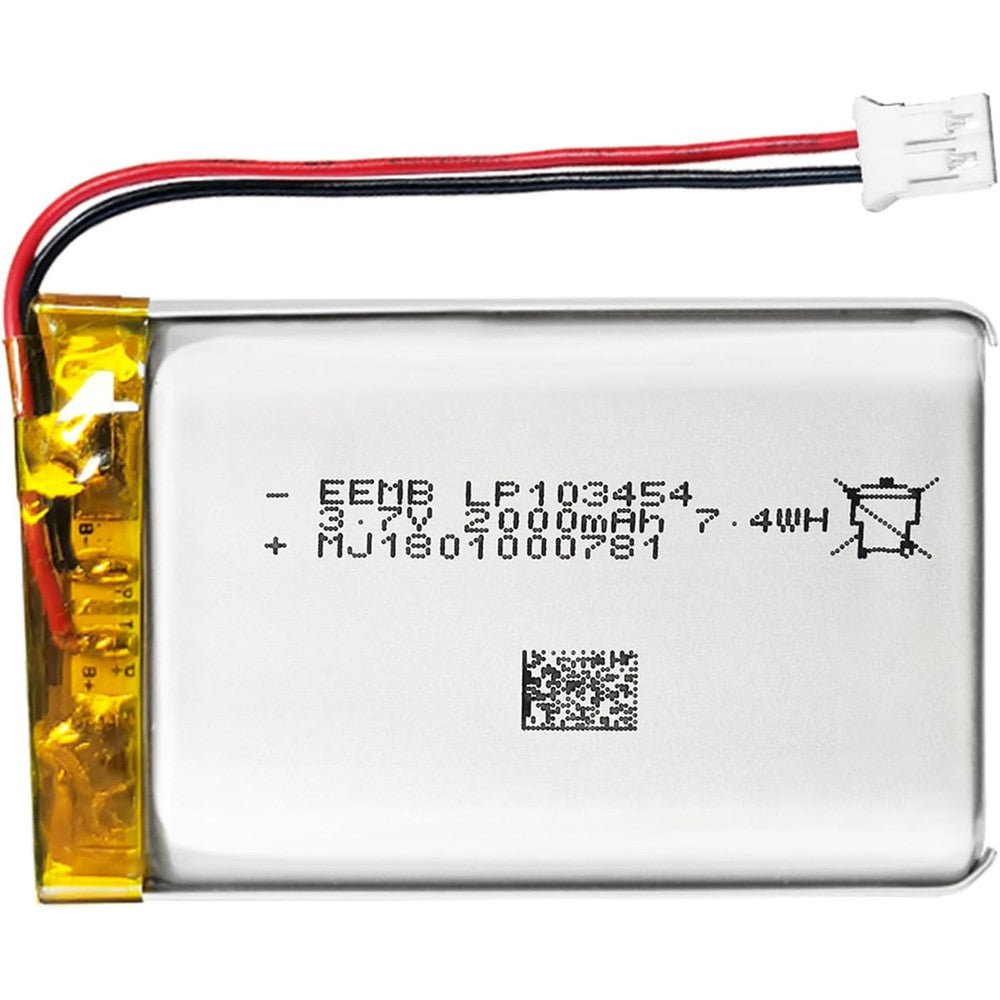 EEMB Lithium Polymer Battery 3.7V 2000mAh front view showing JST connector.