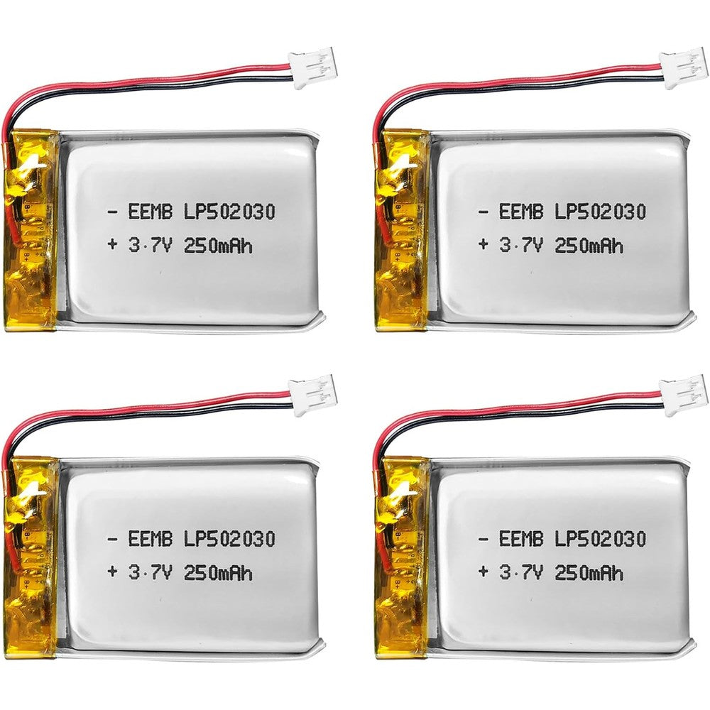 EEMB 4PACK Lithium Polymer Battery 3.7V 250mAh 502030 Lipo Rechargeable Battery Pack with Wire JST Connector for VXI Blue Parrott- Confirm Device & Connector Polarity Before Purchase (4)