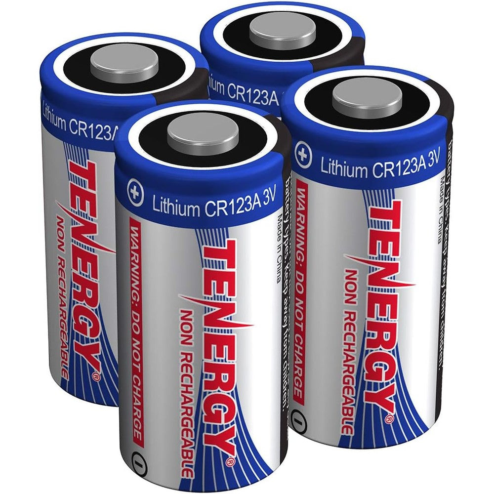 Tenergy 3V CR123A Lithium Battery, High Performance CR123A Cell Batteries PTC Protected for Smart Sensors 4 Pack (Non-Rechargeable)
