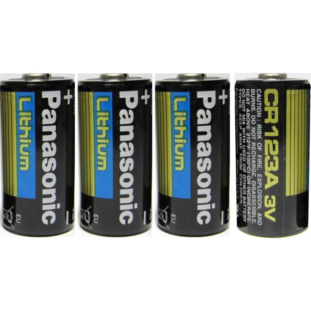 Panasonic CR123A Lithium 3V Photo Lithium Batteries 4 Pack front view packaging