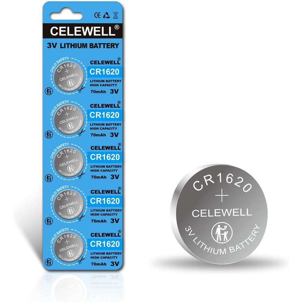 CR1620 5 Pack for Key Fob Tracker 70mAh 3V Lithium Battery 【5-Year Warranty】