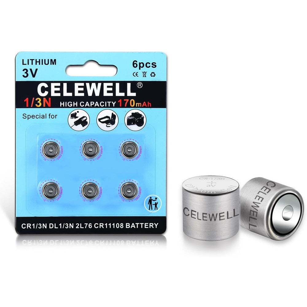 6 Pack DL1/3N CR1/3N 3V Lithium Battery 170mAh【7-Year Warranty】