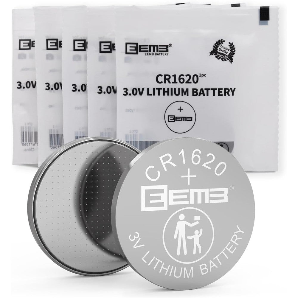 EEMB CR1620 Battery 5-Pack CR1620 3V Lithium Battery Button Coin Cell Batteries 1620 Batteries 70mAh ECR1620, DL1620 for Watch, Key Fob, Calculator, Mobile Game, Toys