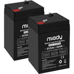 Miady 6V 5Ah rechargeable sealed lead acid battery front view showing F1 terminals