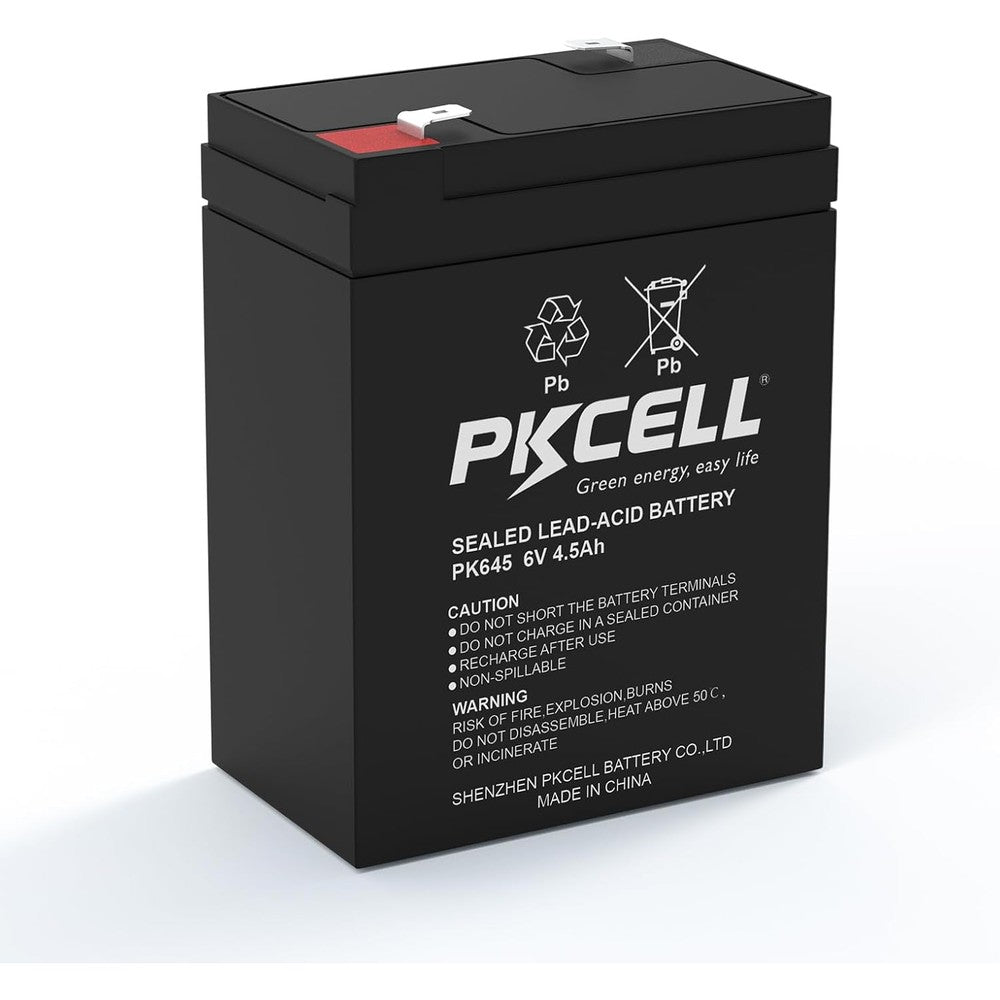 PKCELL 6 Volt 4.5Ah Rechargeable Sealed Lead Acid Battery, SLA Replacement Batteries (F1 Terminals), Rechargeable SLA AGM Battery for Auto Deer Feeder Ride on Cars