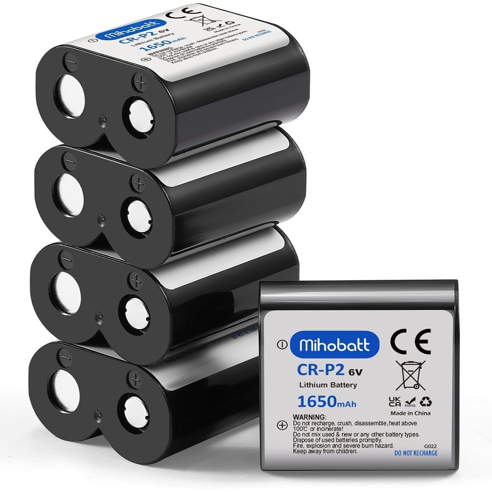5-Pack CR-P2 Battery, 6V 1650mAh Lithium Replacement for 223A, DL223A, EL223AP, and 2CR-P2