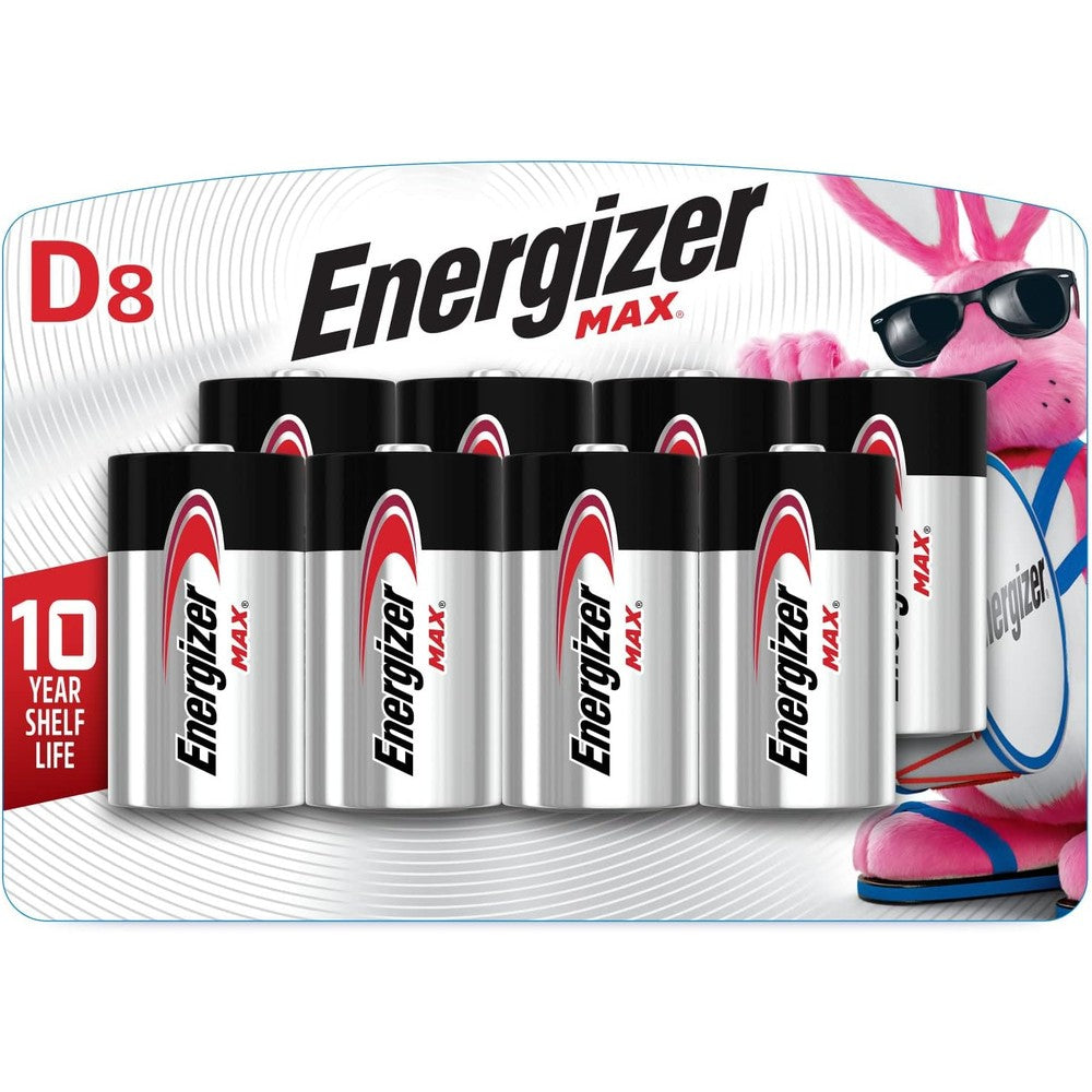 Energizer MAX D Alkaline Batteries eight pack front view showcasing retail packaging