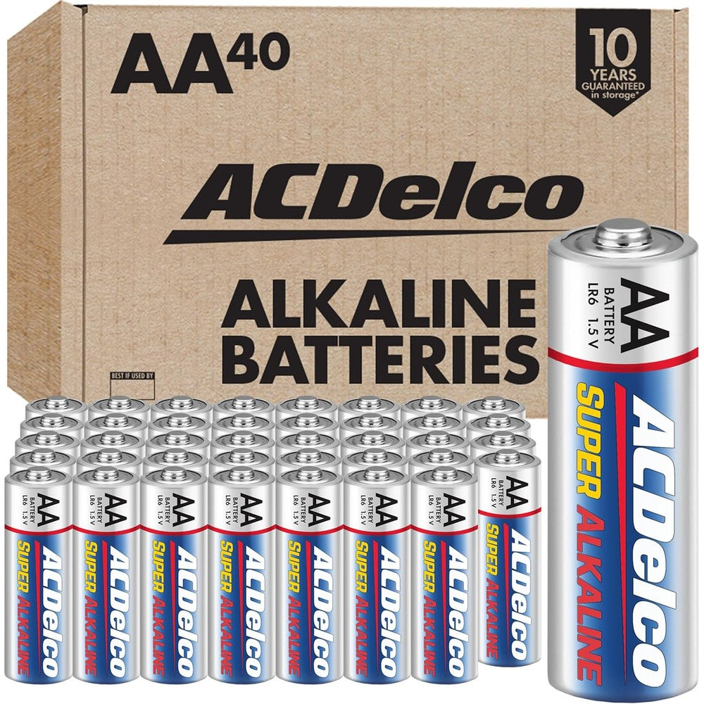 Powermax ACDelco AA Super Alkaline Batteries front view of forty pack box