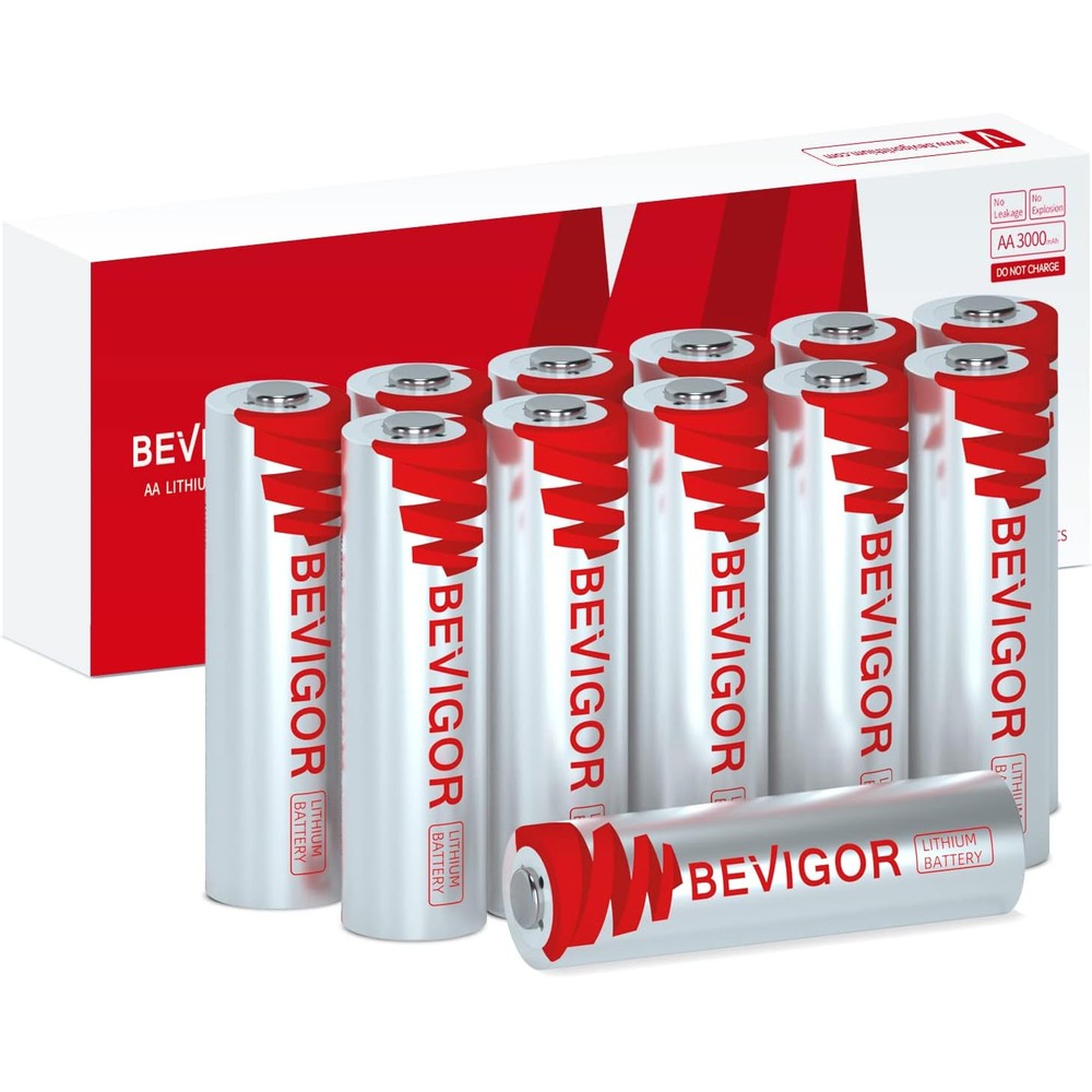 BEVIGOR Lithium Batteries AA 12Pack, 3000mAh 1.5V Double A Lithium Battery, Longer Lasting AA Batterie for Blink Smart Lock Deadbolt, Security Aralm System High-Tech Devices【Non-Rechargeable】