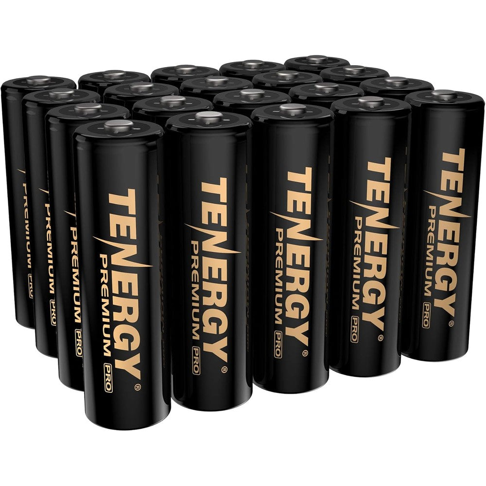 Tenergy Premium PRO Rechargeable AA Batteries, High Capacity 2800mAh NiMH AA Battery, 20 Pack Rechargeable Batteries