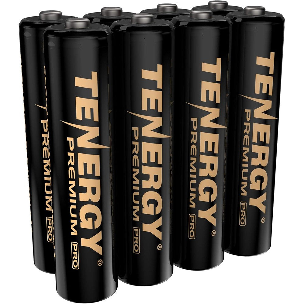 Tenergy Premium Pro rechargeable AAA batteries front view 8 pack