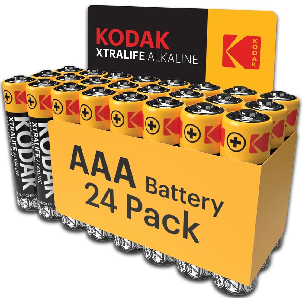 KODAK Xtralife AAA Batteries (24 Pack) Alkaline Battery Pack, 1.5V (Triple A) Batteries with 109% Extra Life, 10-Year Storage, Long Lasting Power for Demanding Devices (24 Count)