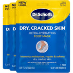 Dr. Scholl's Ultra Hydrating Foot Mask front packaging showing three pairs of moisturizing socks.