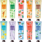 YAERZI 10 pack hand cream gift set front view featuring colorful tubes arranged in a row