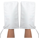 ForPro Professional Collection Premium Heated Mitts front view showing white terry cloth exterior for professional salon hand care.