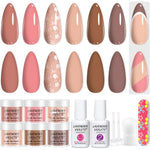 Lavender Violets 12 piece dip powder nail kit with 6 nude pink neutral colors
