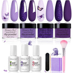 Honey Joy dip powder nail kit with 4 purple and blue acrylic colors