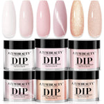 AzureBeauty dip powder nail set with 6 nude pink and cat eye glitter colors