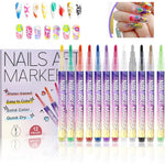 Pakivs 12 Color Nail Art Pens Set for detailed 3D nail designs
